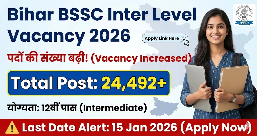 Bihar BSSC Inter Level Vacancy 2026 Notification, Total Post 24492, Apply Online Last Date.